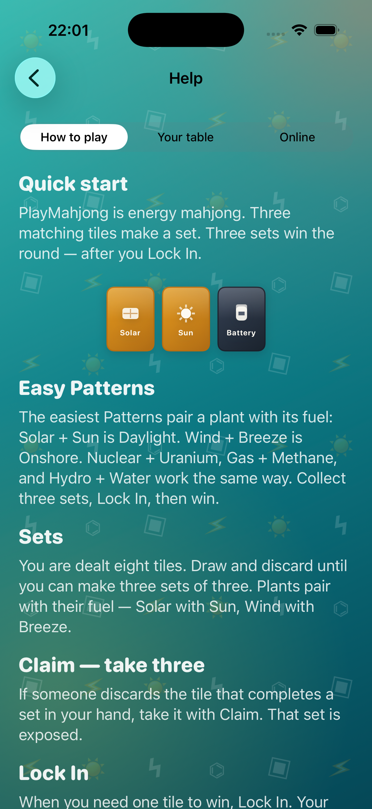 PlayMahjong Help with Quick start and Easy Patterns