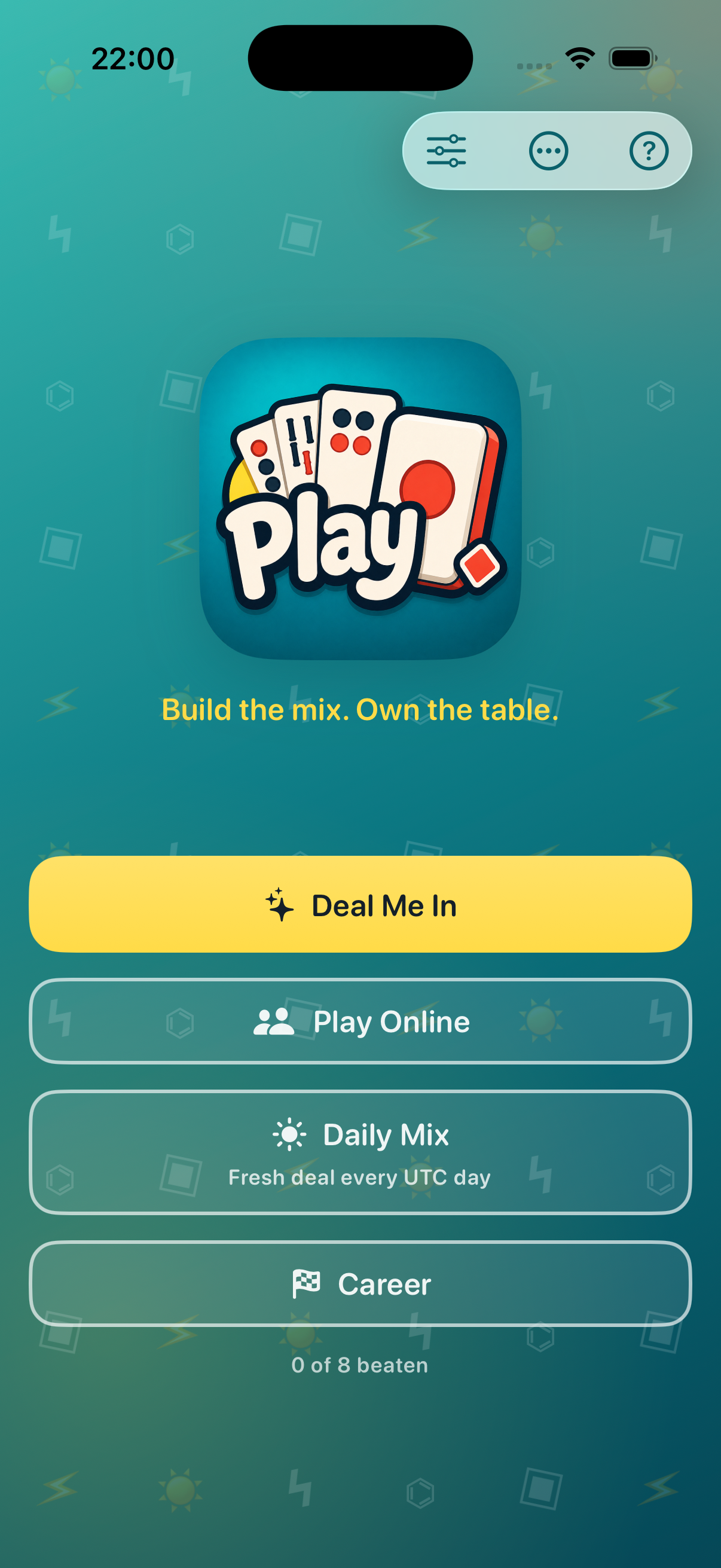 PlayMahjong home with Deal Me In, Play Online, Daily Mix, and Career